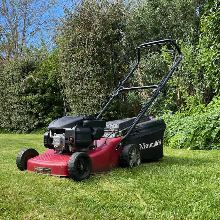 Mower on lawn